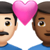 👨🏻‍❤️‍👨🏾 couple with heart: man, man, light skin tone, medium-dark skin tone display on Apple